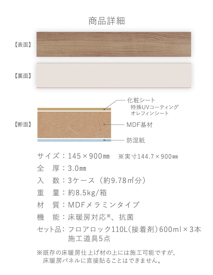 RESTA フローリング材 上貼り床材 ワンフローリング 3.0mm PRO 6畳 