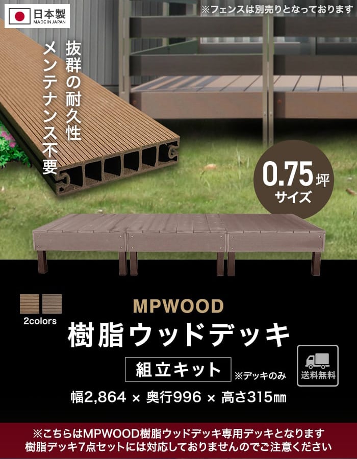 ウッドデッキ　ダークブラウン　0.75坪　引取限定 30％OFF】シダー製ウッドデッキキット 【7点セット】 【ダークブラウン