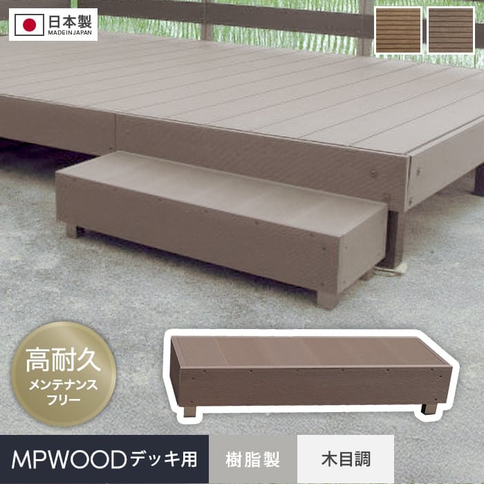 ウッドデッキ MPWOOD樹脂ウッドデッキ用 ステップ 幅900×奥行300×高さ