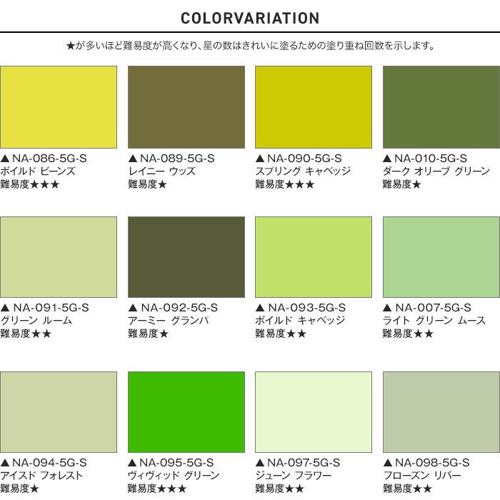 ペンキ 塗料 水性塗料 壁紙の上から塗るペンキ Navia サンプル 5g グリーン系｜kabegamiyasan｜02