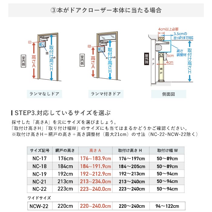 玄関網戸 網戸 川口技研 ノーカットロータリー NC-22 H223〜240cm×W50〜94cm 法人/営業所受取｜kabegamiyasan｜10