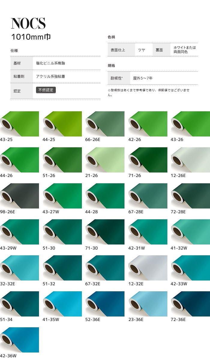 中川ケミカル カッティングシート NOCS 1010mm巾 43-25〜42-36w