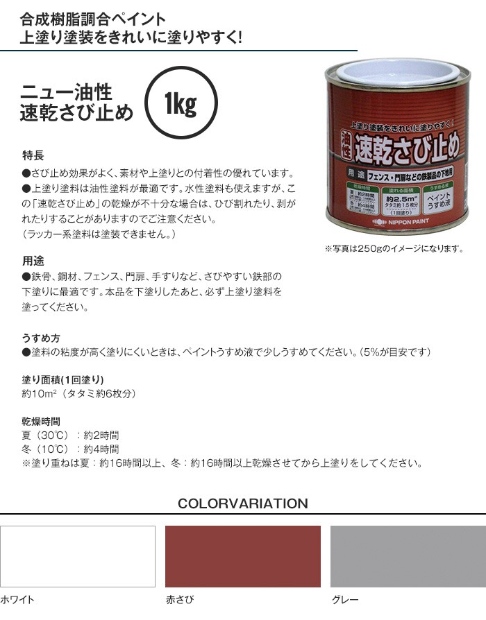 塗料 ニュー油性速乾さび止め 1kg*WH/GRY__np-nobs-100- :np0294:DIYSHOP RESTA Yahoo!店 - 通販  - Yahoo!ショッピング