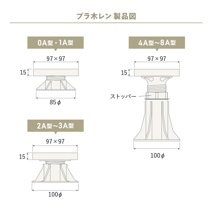 FUKUVI ウッドデッキ 乾式二重床用 床束 フクビ プラ木レン 8A型 FUKUVI ウッドデッキ 乾式二重床用 床束 フクビ プラ木レン 8A型