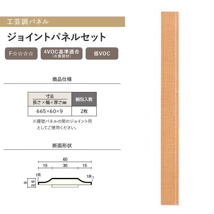 腰壁 ウッドワン ドレタス 工芸調パネル ジョイントパネルセット（2枚