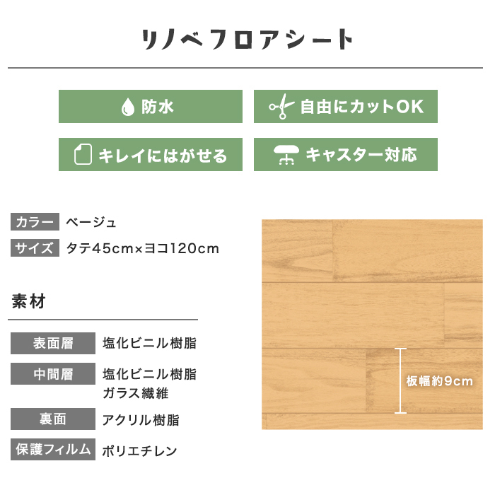 リメイクシート リノベフロアシート ベージュ タテ45cm×ヨコ120cm｜kabegamiyasan｜03