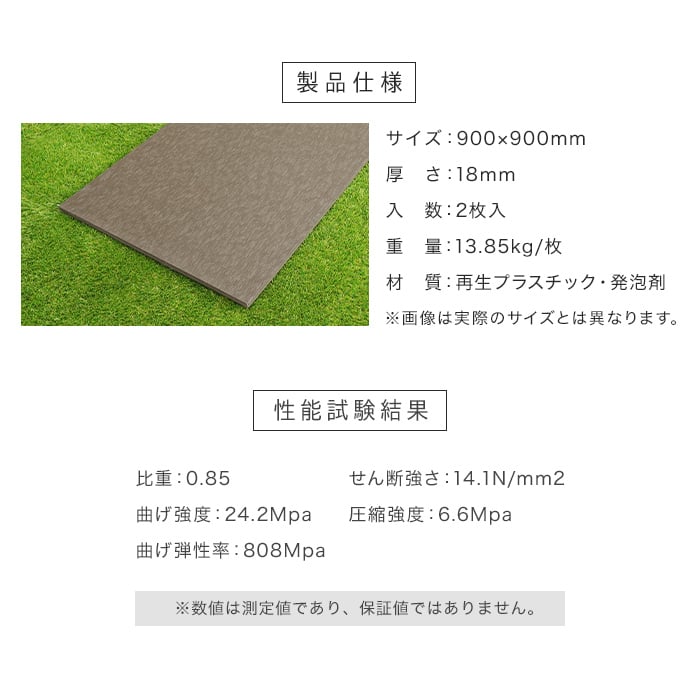 エクステリア 板材 リサイクルプラスチック リプラウッド 18×900×900mm