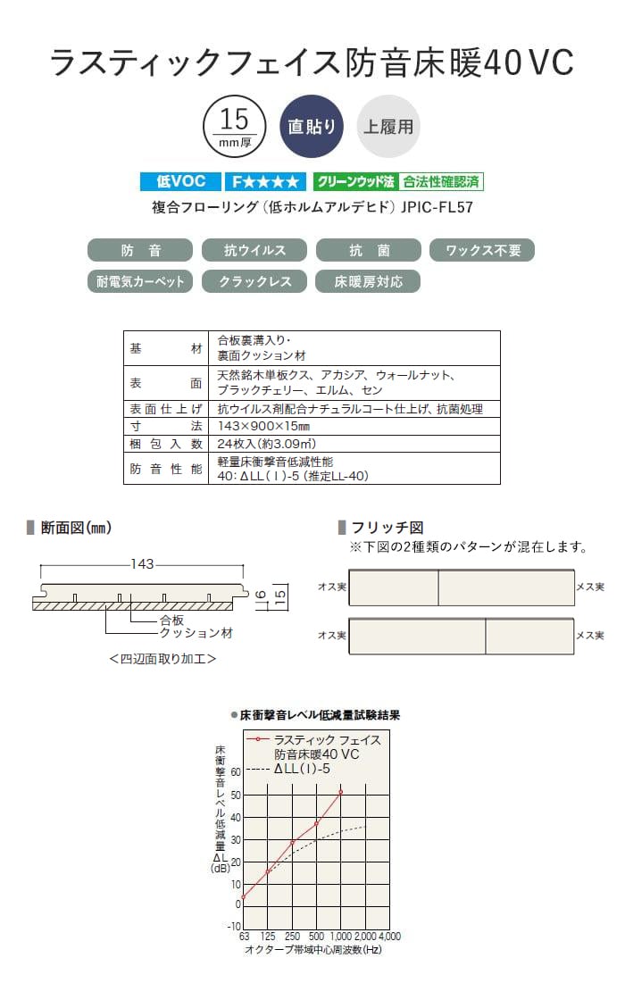 フローリング材 フローリング NODA ラスティックフェイス防音床暖40 VC 1坪_8
