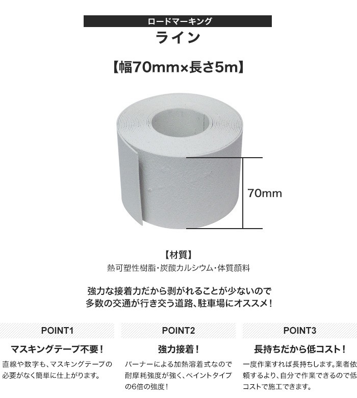 道路白線引き用資材 新富士バーナー ロードマーキング ライン 70mm×5m 白*RM-307 :rm-0001:DIYSHOP RESTA  Yahoo!店 - 通販 - Yahoo!ショッピング