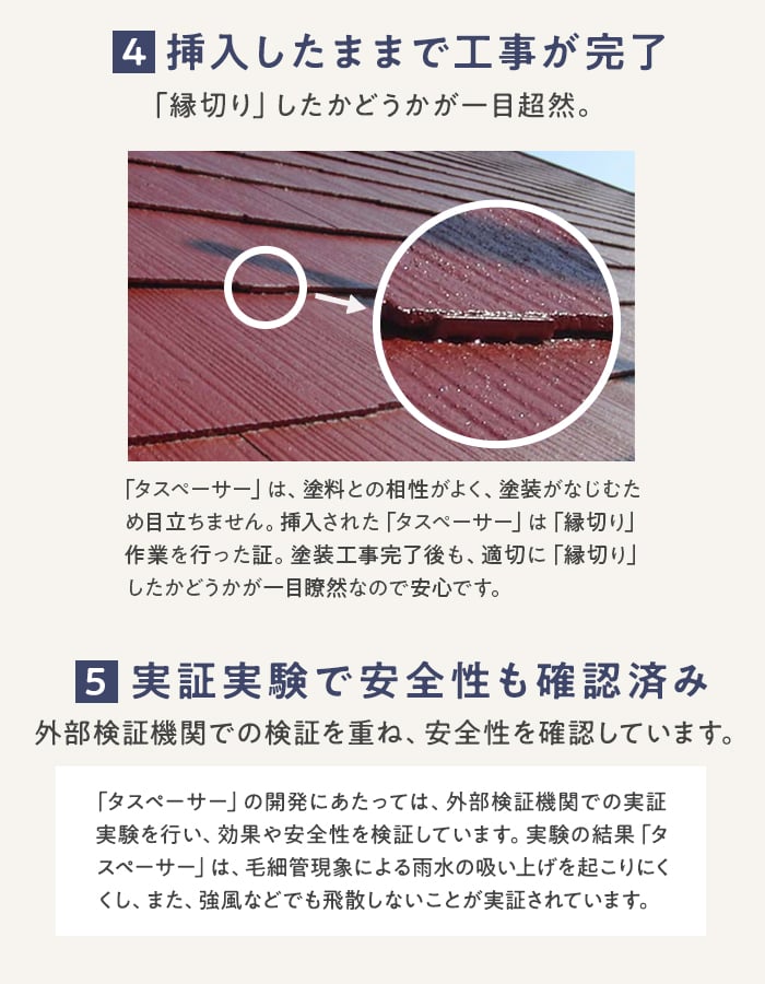 塗料 タスペーサー01 セイム 500個入 屋根塗装 縁切り部材｜kabegamiyasan｜07