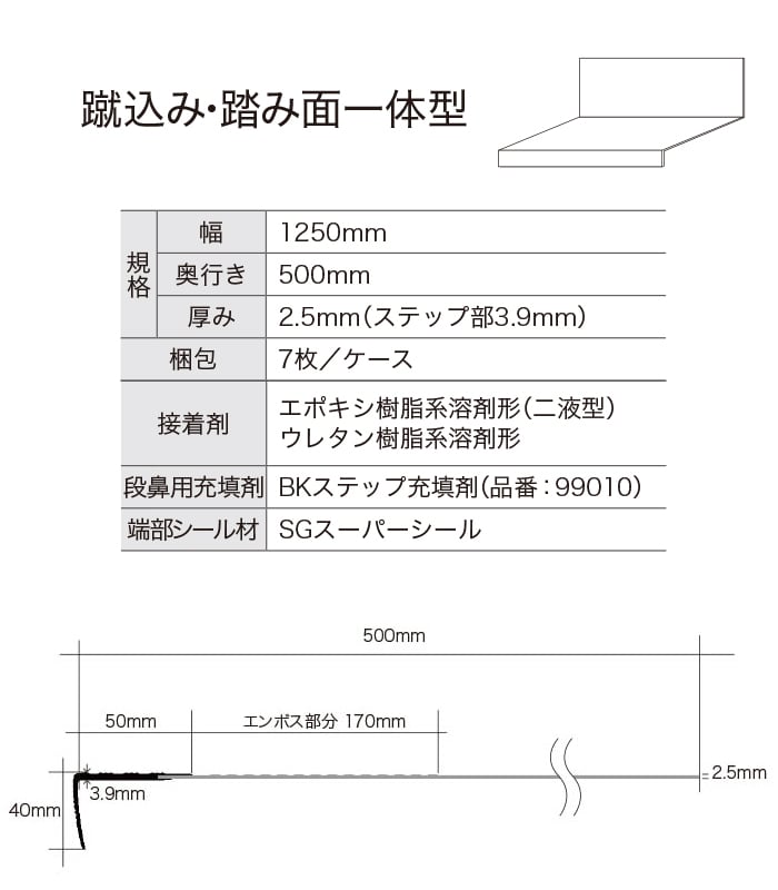 シンコール ノンスリップシート 防滑性階段用床シート BKステップ 蹴