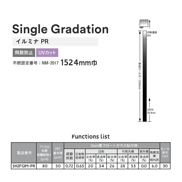 窓ガラスフィルム 3M ガラスフィルム ファサラ シングルグラデーション イルミナ-PR 1524mm巾｜kabegamiyasan｜03