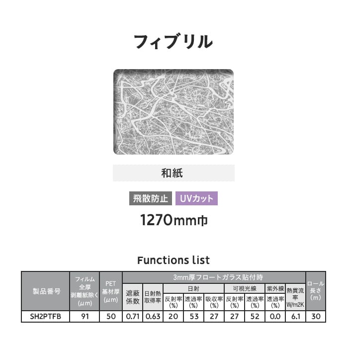 窓ガラスフィルム 3M ガラスフィルム ファサラ ナチュラル フィブリル 1270mm巾｜kabegamiyasan｜03