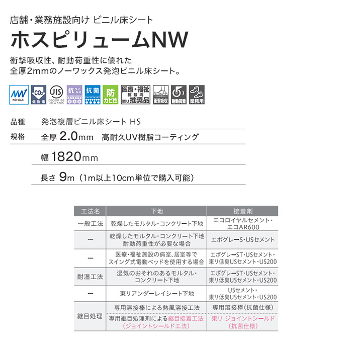 (法人・個人事業主様は送料無料) 長尺シート 東リ 衝撃吸収 ホスピリュームNW フローウィーブ｜kabegamiyasan｜07