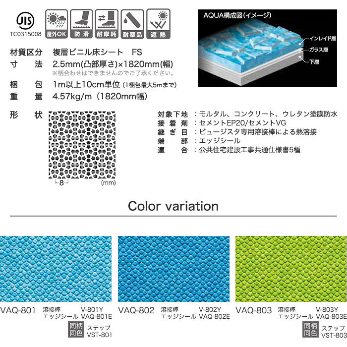 (法人・個人事業主様は送料無料) ノンスリップシート タジマ ビュージスタ アクア 1820mm巾