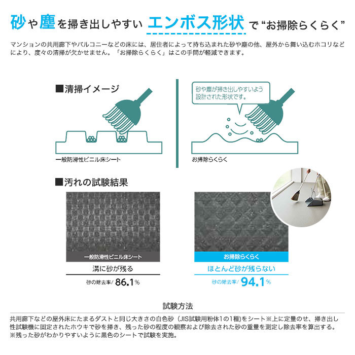 (法人・個人事業主様は送料無料) ノンスリップシート タジマ ビュージスタ プラス お掃除らくらく 1350mm巾｜kabegamiyasan｜04