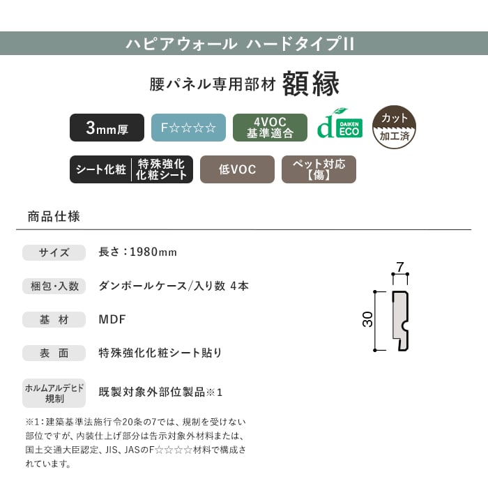 腰壁 見切り ダイケン ハピアウォールハードタイプII 専用 額縁（加工済 1980mm×4本）*WH/MW__wl98-b63｜kabegamiyasan｜03