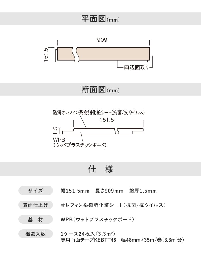 Panasonic（パナソニック） フローリング材 ウスイータ 1.5mm厚 非耐熱