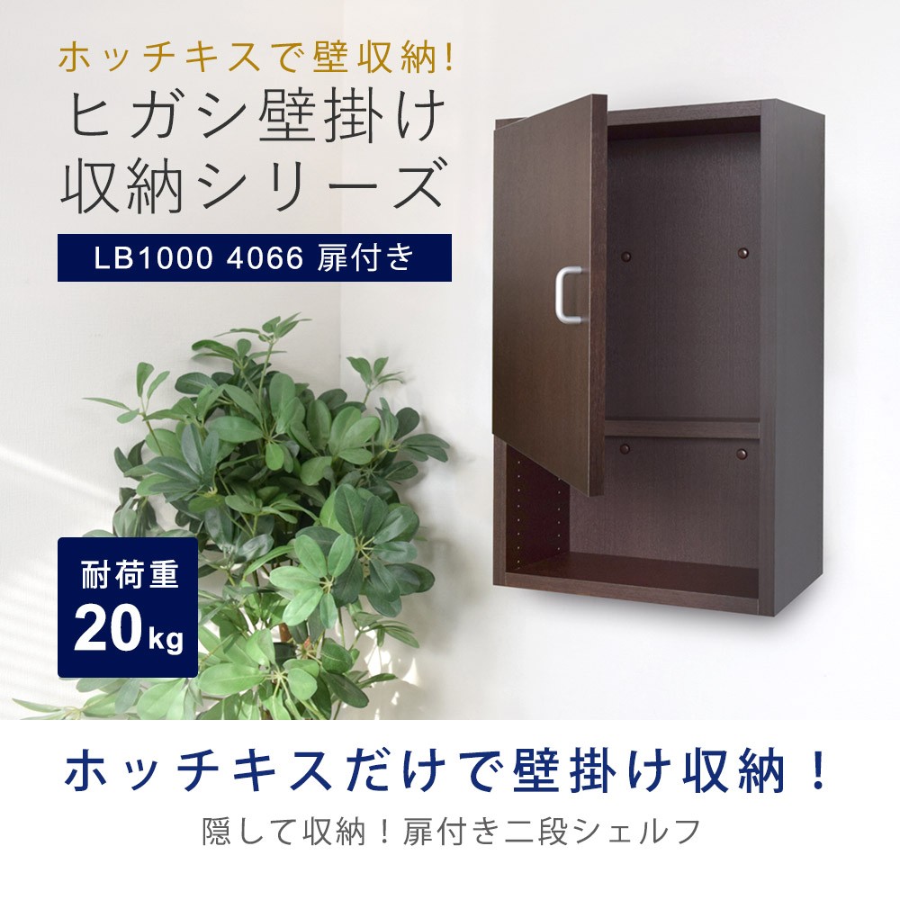 ホッチキスで壁掛け収納 ヒガシLBシリーズ LB1000 4066 扉付き