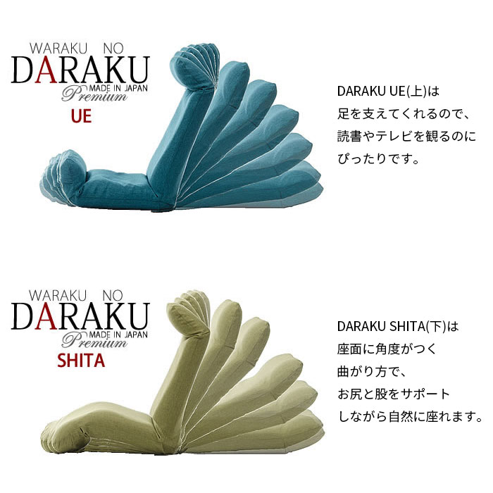 DARAKU Premium チェア 上タイプ カバーリングタイプ 座椅子 ブラウン レッド グリーン ネイビー ブルー オレンジ｜kabekaku｜04