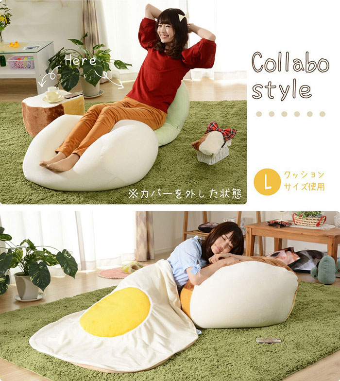 セルタン 人をダメにする食パン ビーズクッション Lサイズ クッション