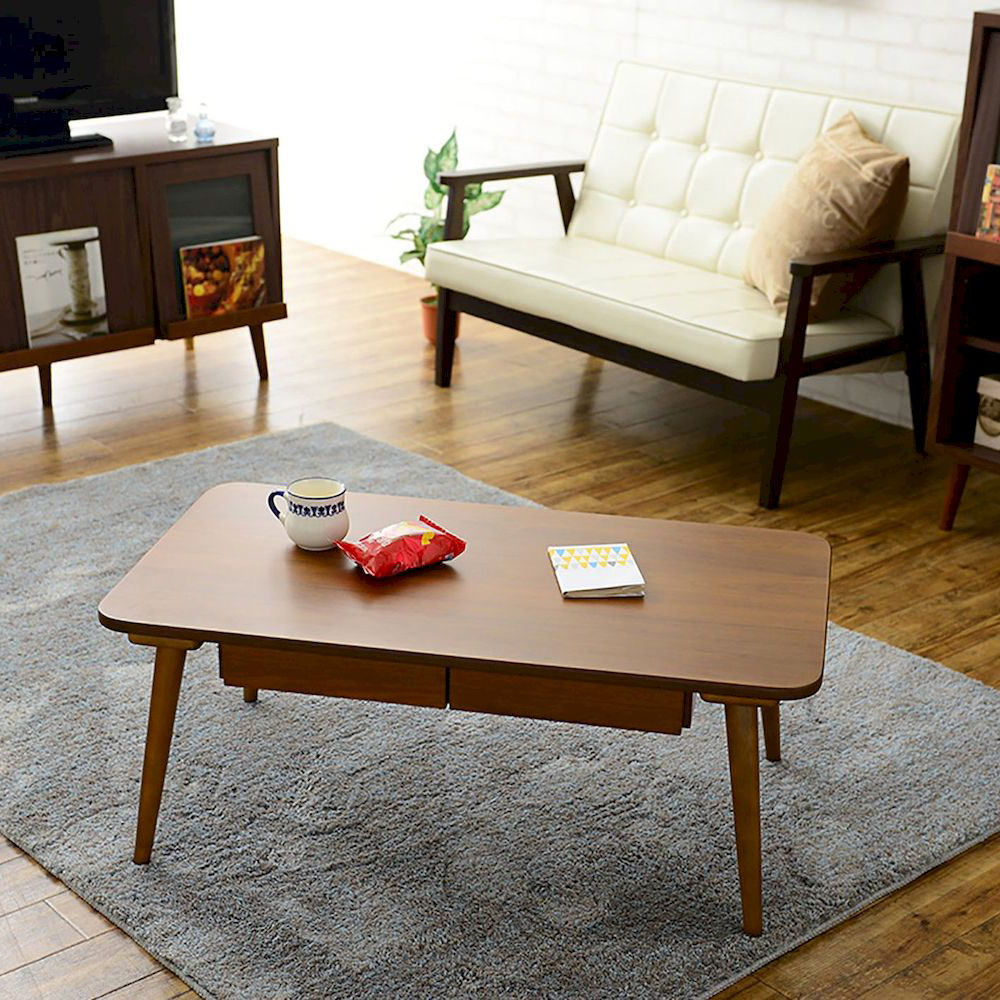 リビングテーブル ローテーブル 引出し付き 90cm幅 Sereno セレノ 全2色 living table low table｜kabekaku｜02