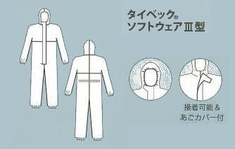 JIS適合品・防護服 タイベック ソフトウエア3型 （10着）【防護服