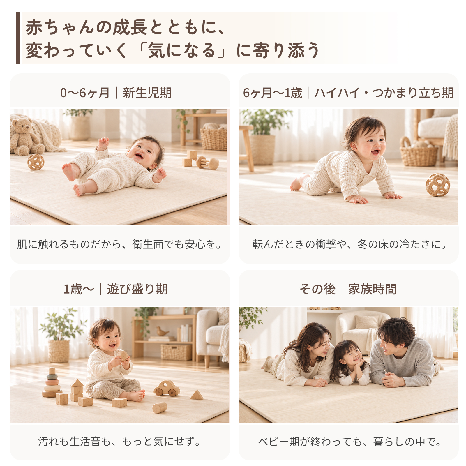 GUMODE プレイマット 抗菌 ベビープレイマット もちもち シームレス リバーシブル PVCマット 床暖房対応 厚手 1.1cm 両面使用 防音 手入れ簡単 爆買 関連画像2