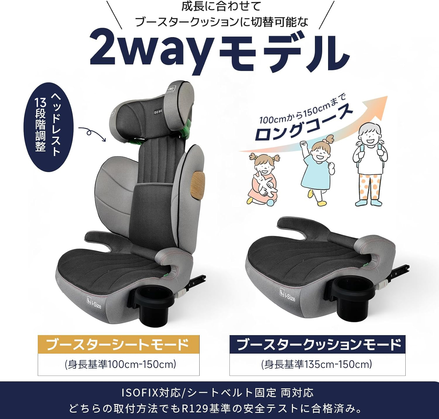 【Hijo　まとめ買い6点】 GU MODE ジュニアシート チャイルドシート ISOFIX 2wayモデル 3