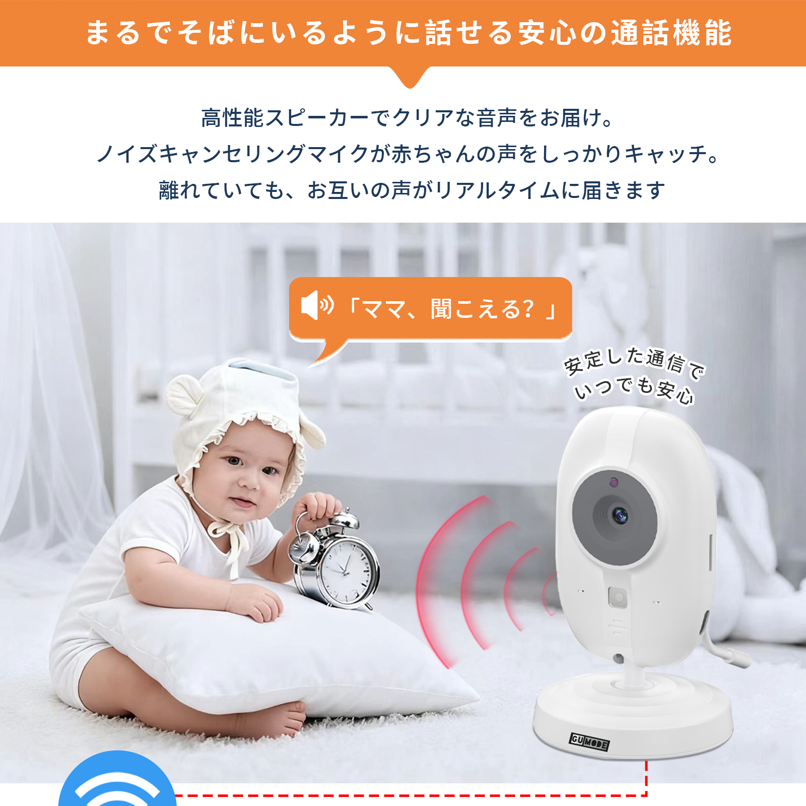 GU MODE ベビーモニター ベビーカメラ 1年保証 3.5インチIPS高画質 ナイトビジョン 温度警報 VOX機能 双方向通話 録画 microSD対応 bm02 爆買 関連画像4