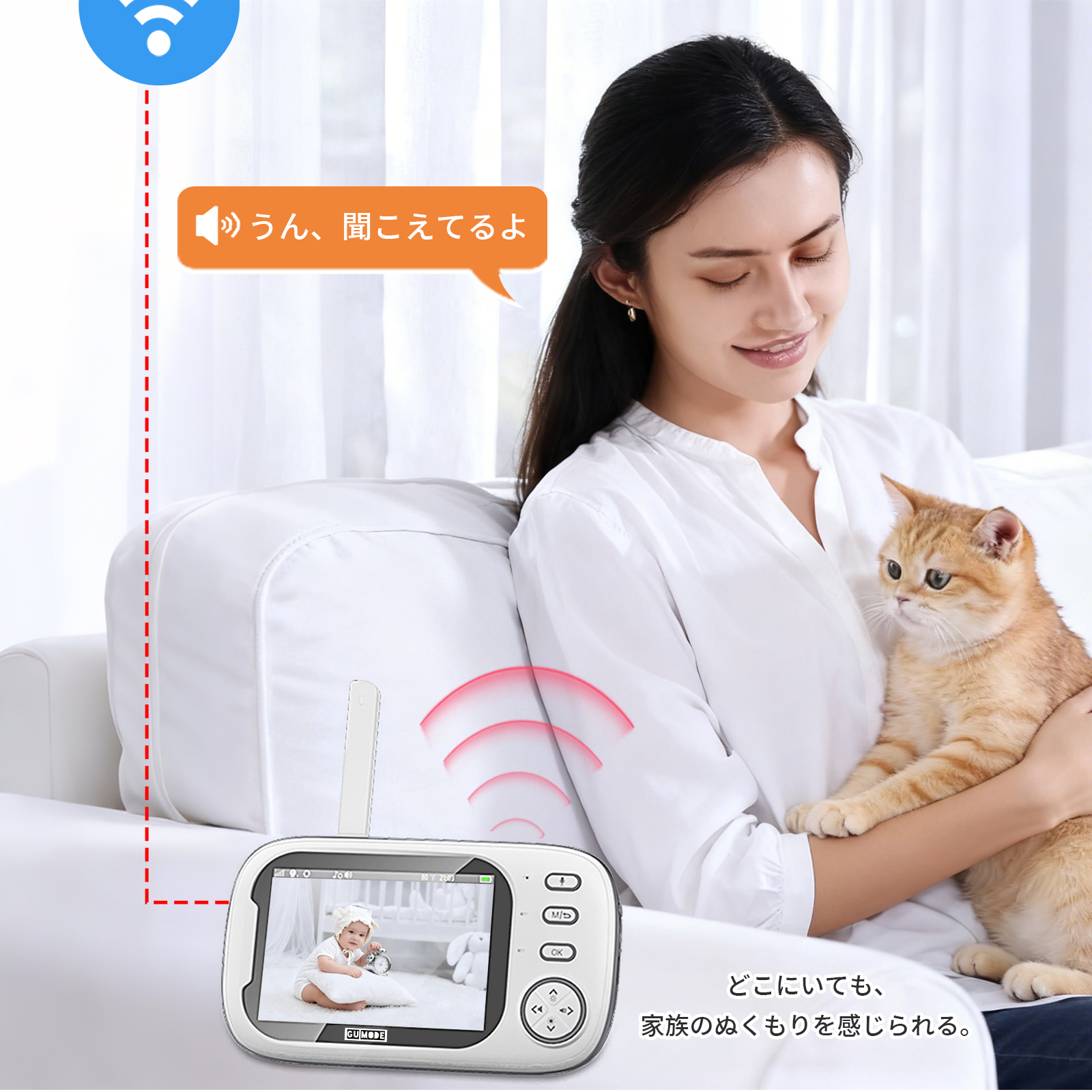 GU MODE ベビーモニター ベビーカメラ 1年保証 3.5インチIPS高画質 ナイトビジョン 温度警報 VOX機能 双方向通話 録画 microSD対応 bm02 爆買 関連画像5
