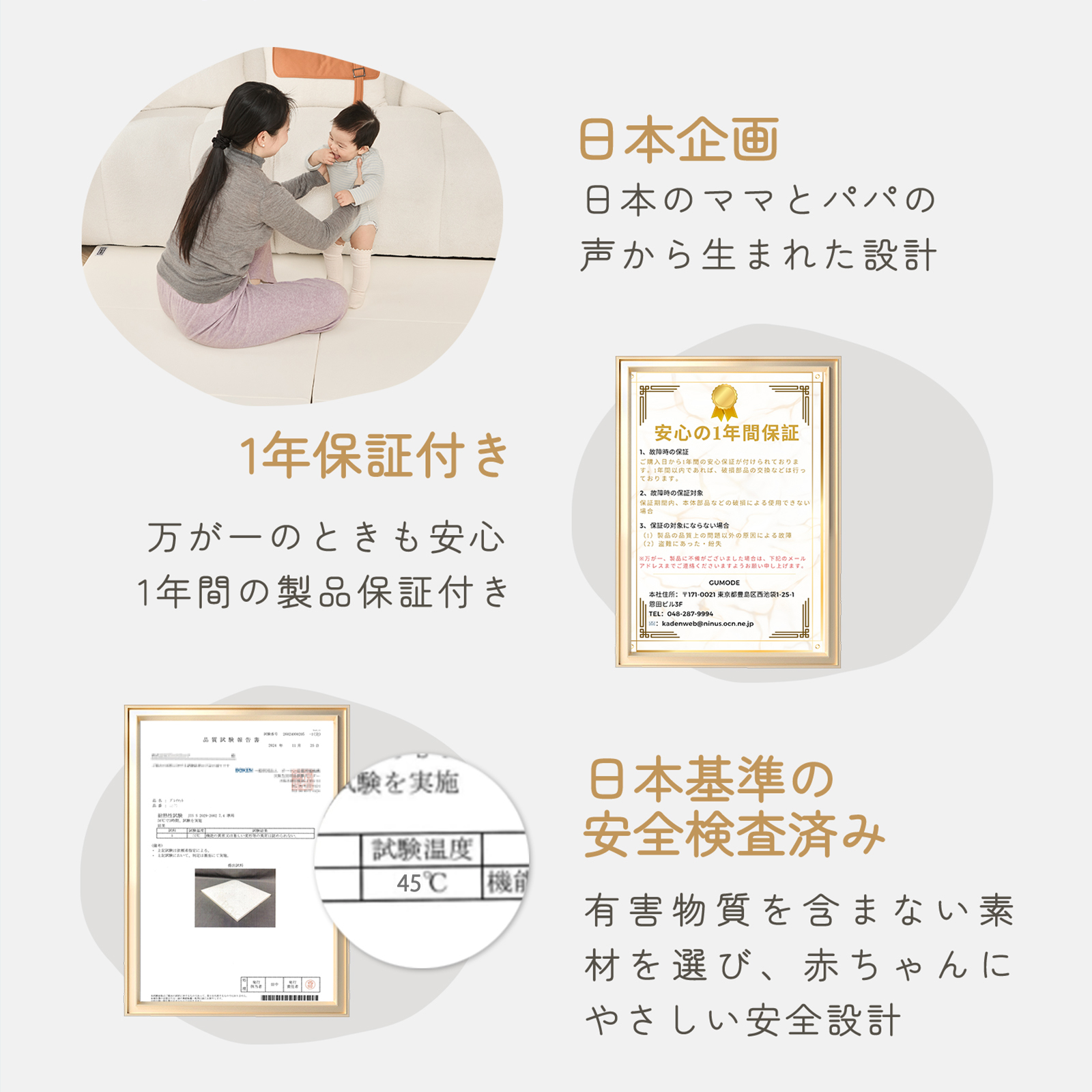 GU MODE プレイマット シームレスプレイマット ベビーマット 折りたたみ 持ち手が付く 厚み3cm 収納しやすい 厚手 ノンホルム 防水 防音 爆買 関連画像2