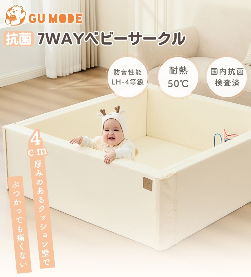 GUMODE ベビーサークルマット ベビープレイマット 折り畳み可能 7way