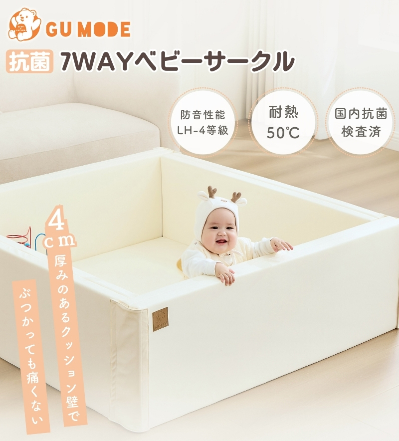 GUMODE ベビーサークルマット ベビープレイマット 折り畳み可能 6way