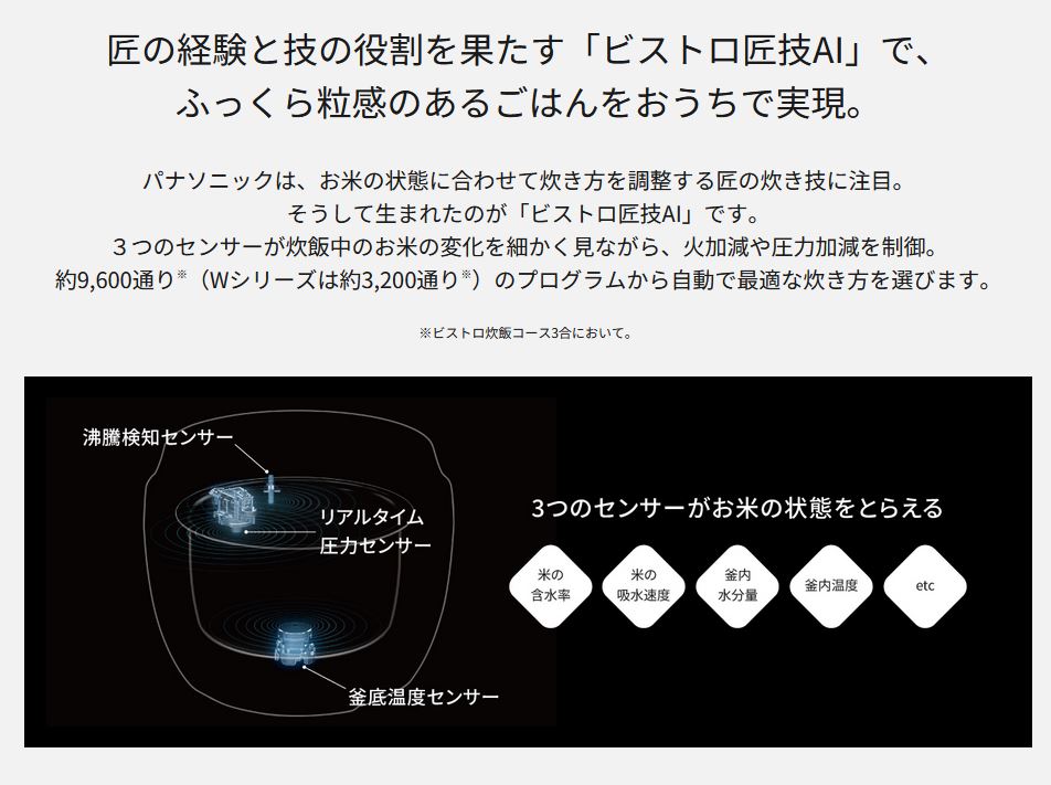 Bistro（Panasonic） Panasonic SR-V18BB-H 可変圧力IHジャー炊飯器