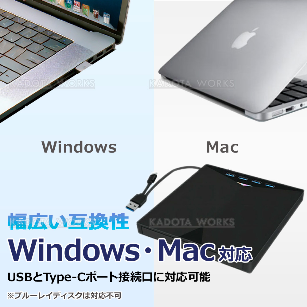 外付けDVDドライブ 7in1 USB3.0 Type-C Macbook Windows11対応 CD/DVD