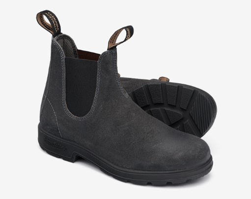 美品Blundstone サイドゴアブーツ US8 グレー レザー Blundstone ワックススエード サイドゴアブーツ スティール