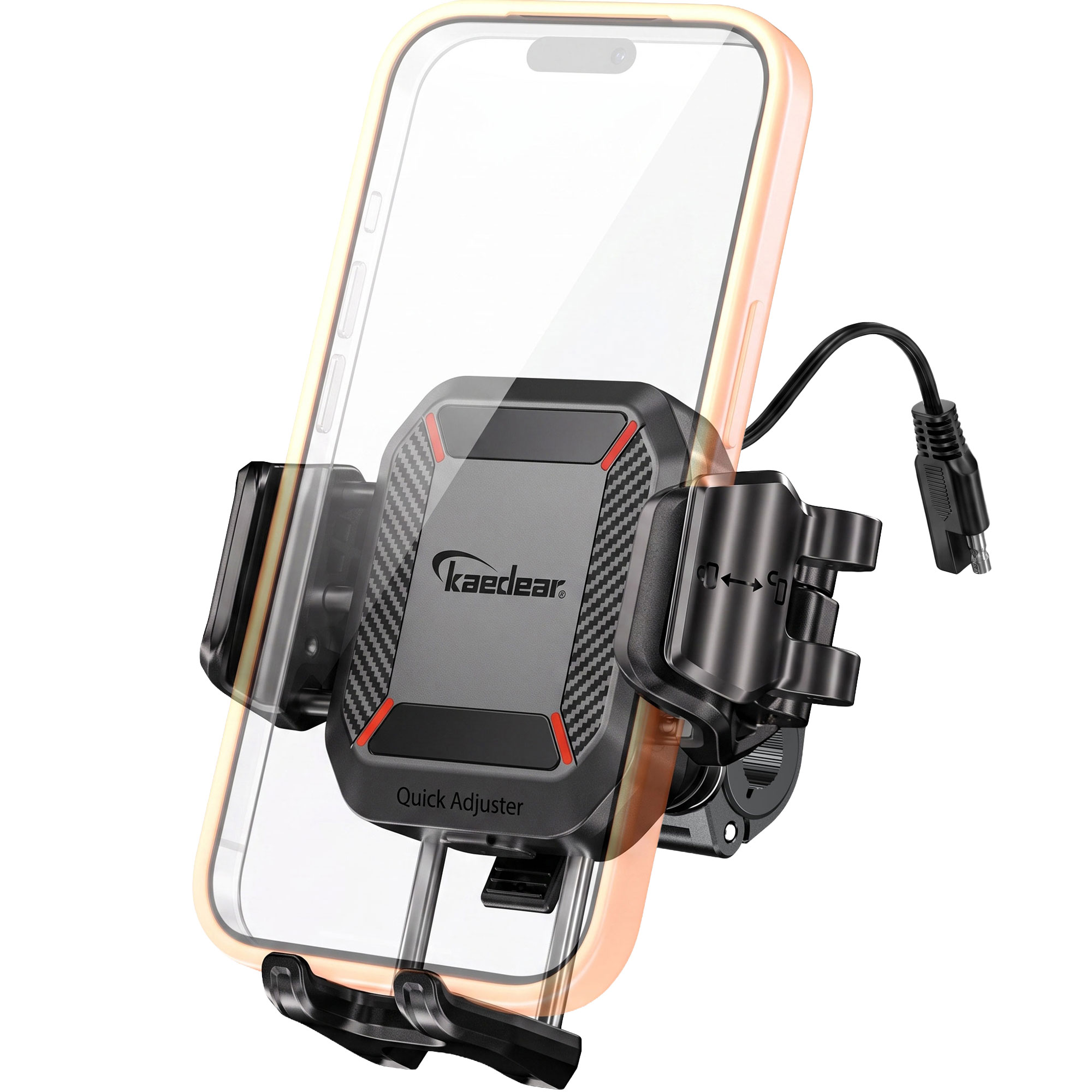 Kaedear（カエディア） バイク スマホホルダー QI充電 USB電源 バイク