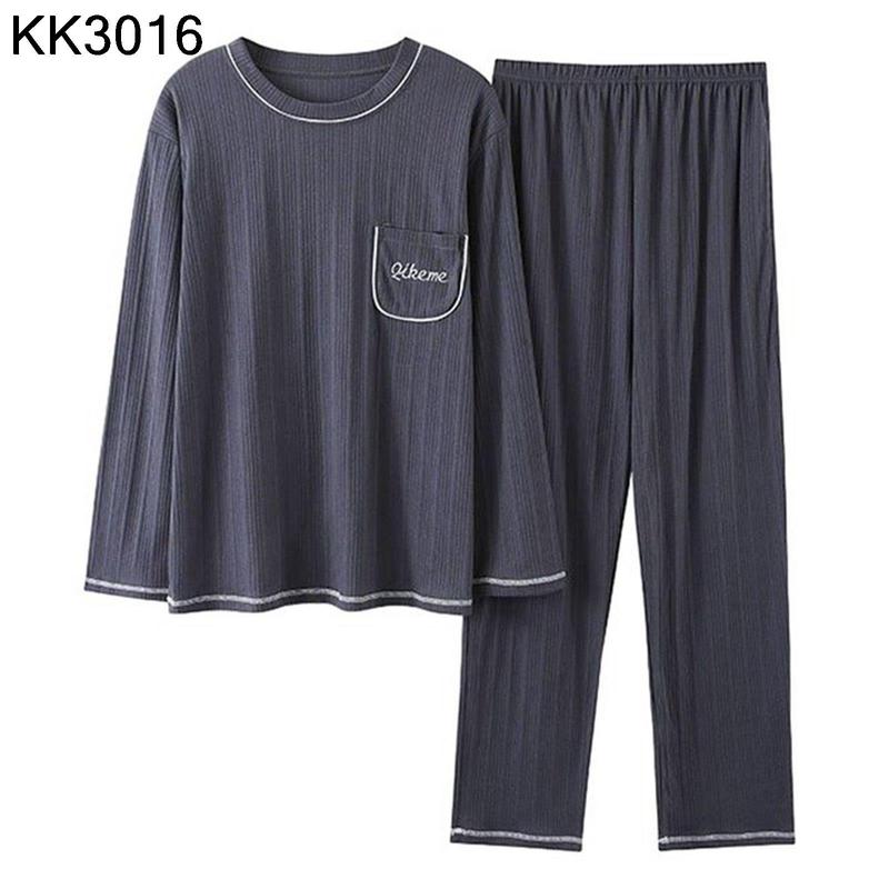 ルームウェア Tシャツ 長袖 綿100 メンズ パジャマ L-4XL ラウンドネック プルオーバープル 寝間着 二点セット 大きいサイズ｜kaerundesu｜08