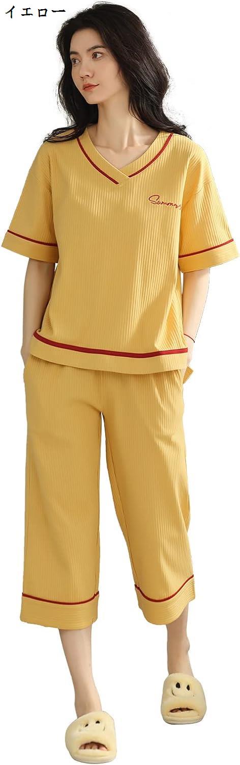 パジャマ レディース 夏 半袖 綿 可愛い Tシャツ ルームウェア 上下セット 薄手 吸汗 通気 ハーフパンツ 吸水速乾｜kaerundesu｜02