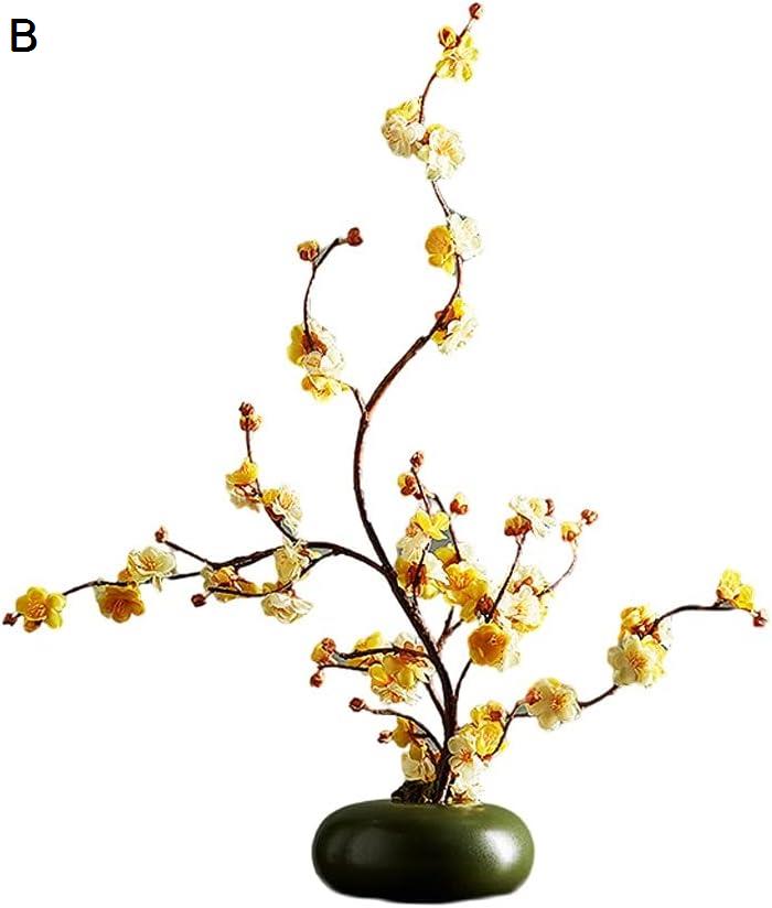 梅の花陶磁器の花瓶の偽の植物の鉢植えの花の結婚式の装飾のための植物の植物を持つシミュレーションの花 造花 (Color : A)｜kaerundesu｜03