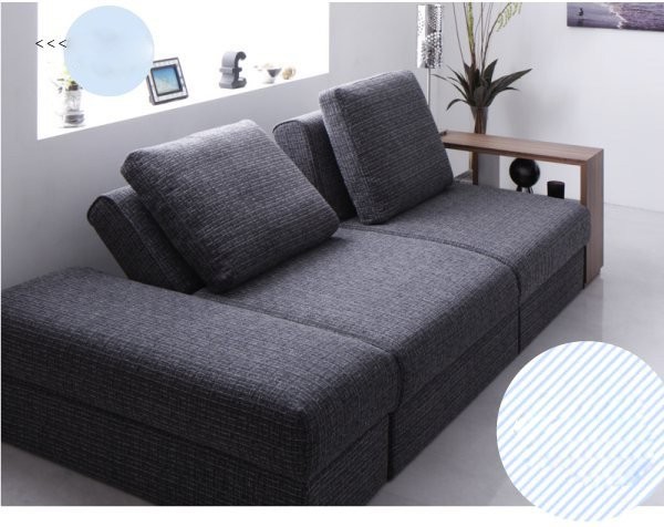 布製 三人掛けソファー オットマン付き グレー ソファー 3人掛け オットマン おしゃれ 布 北欧 ソファベッド カウチ