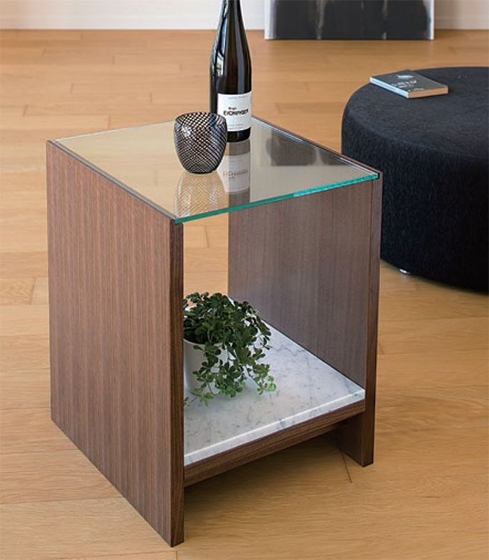 大理石 サイド テーブル 幅41.4cm 開梱設置 無料 天然石 木製 ガラス