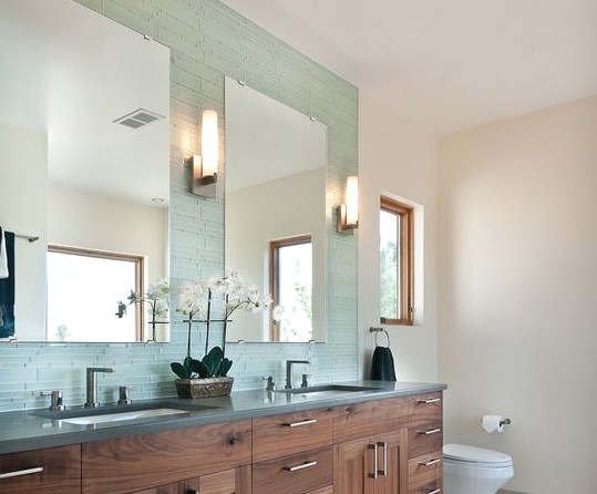 クリスタル ミラー 洗面鏡 浴室鏡 400x600mm 長方形 シンプルカット