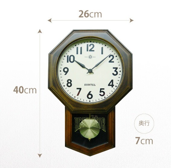 振り子時計 26cm 日本製 振り子 時計 仕掛け時計 クオーツ 壁掛け かけ