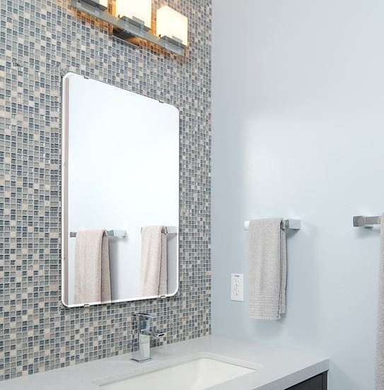 洗面鏡 化粧鏡 トイレ鏡 浴室鏡 クリスタルミラーシリーズ（角丸四角形）：クリアーミラー（通常の鏡） クリスタルカットタイプ 壁掛け鏡