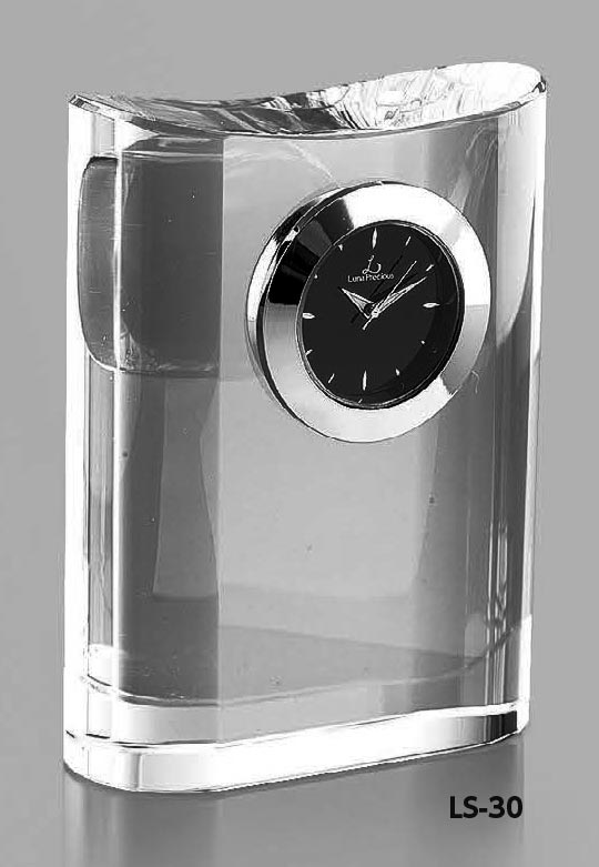 【名入れ加工費込み】光学ガラス製時計付ペーパーウエイトLS-30（M）　表彰・記念品・賞品