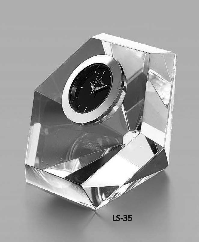 【名入れ加工費込み】光学ガラス製時計付ペーパーウエイトＬＳー３５（M）　表彰・記念品・賞品