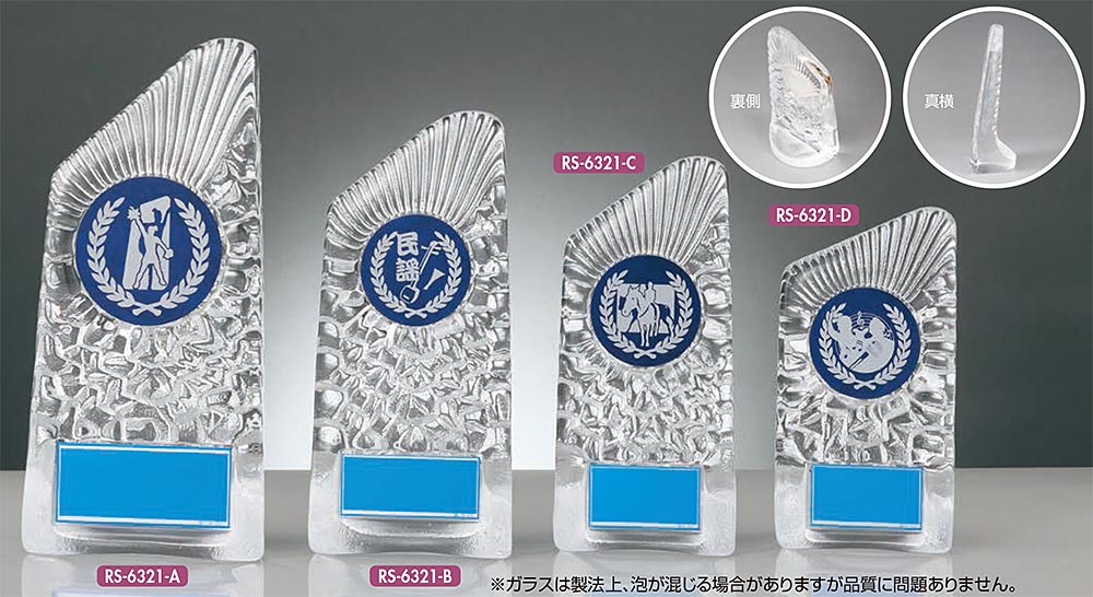 【プレート彫刻無料】ガラス製楯RS-6321-D　表彰・記念品・レプリカ