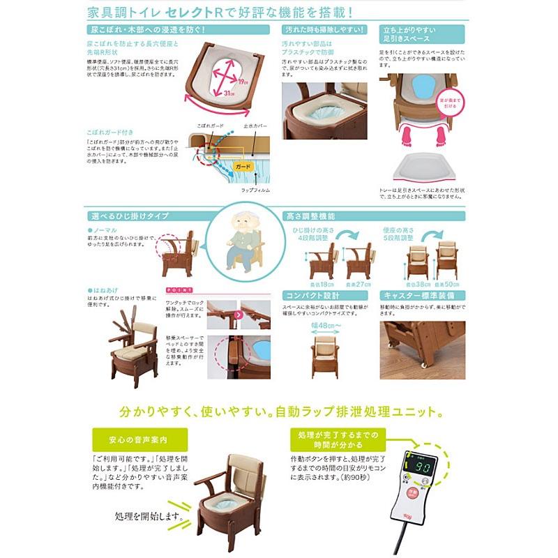 アロン化成 安寿 家具調トイレ セレクトR 自動ラップ はねあげ 暖房